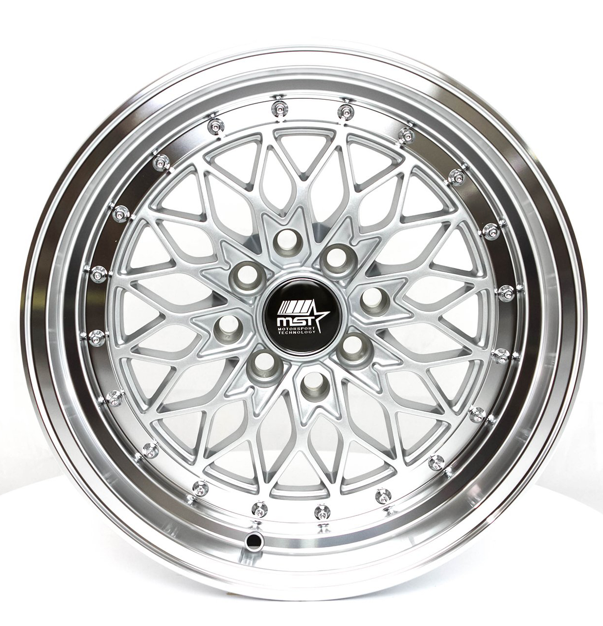 MST MT36 Silver w/Machined Lip 15x8 4X100/114.3 +20